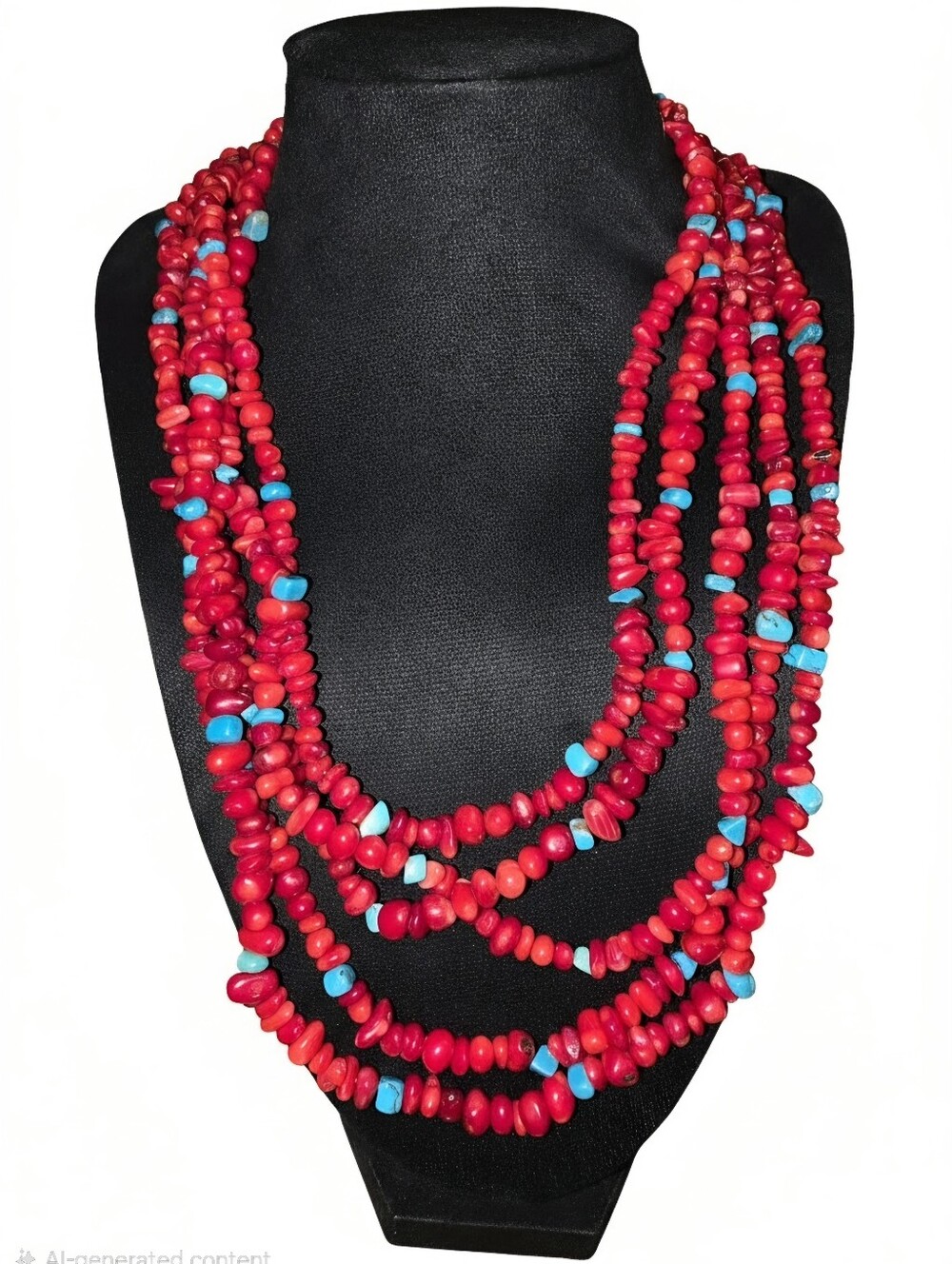 Jay King Multi-Strand Red and Turquoise Beaded Necklace